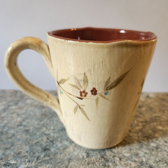 Pier 1 Imports Hand Painted Earthenware Mug Italy Bird and Floral Design 12 oz - Picture 3 of 7